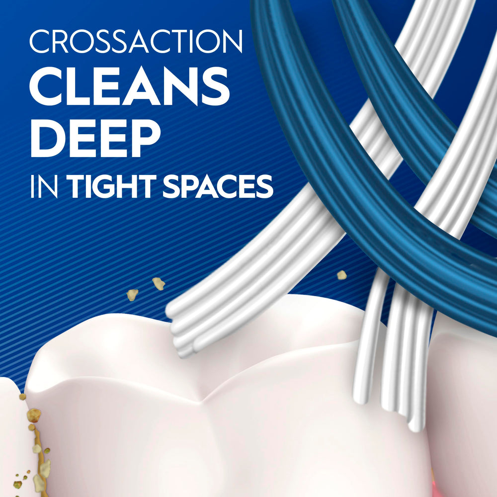 Oral-B Pro Health CrossAction blue-indicator bristles fade indicating replacement.