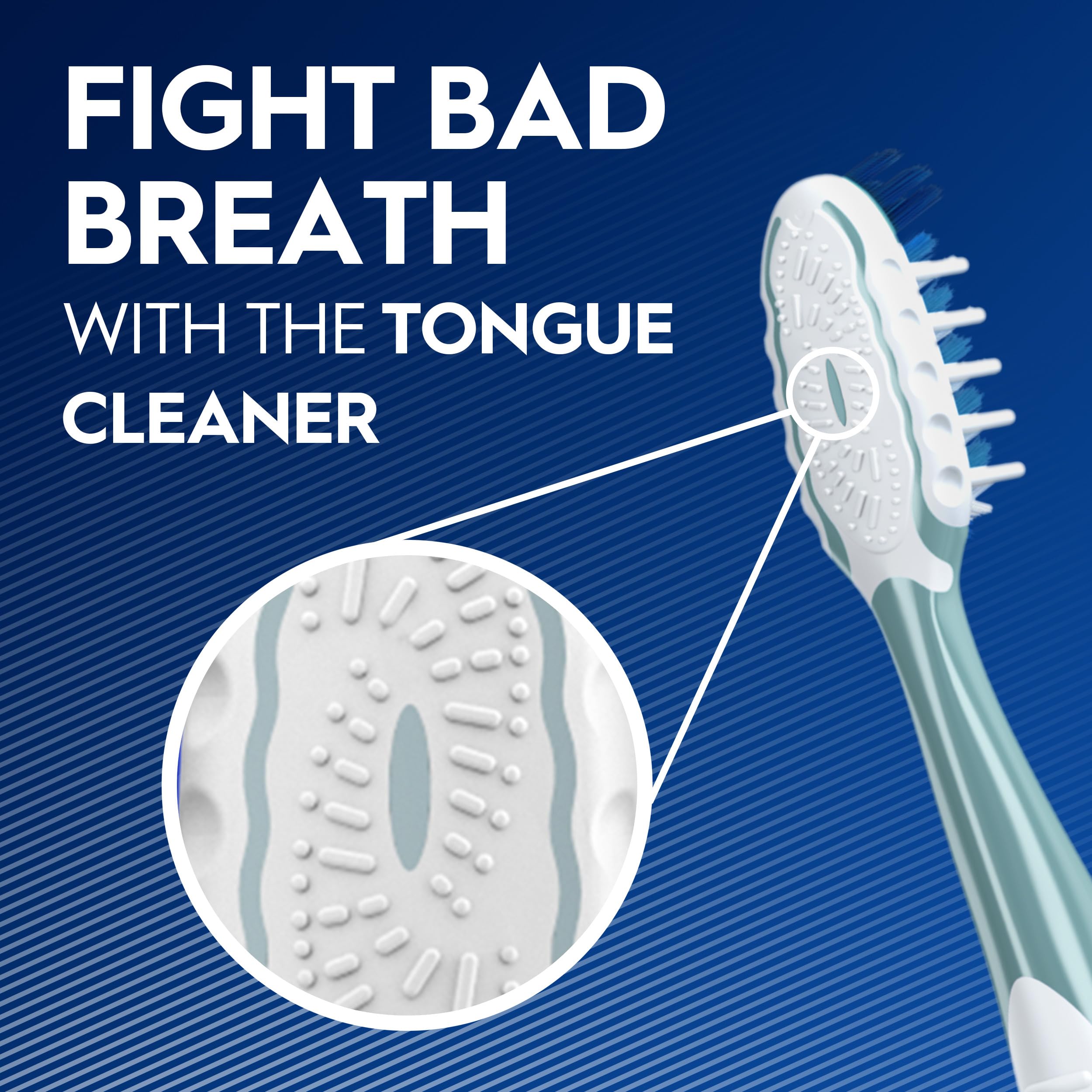 Oral-B Pro Health CrossAction tongue cleaner helps remove germs from the tongue.