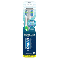 Oral-B Pro Health Soft Brush 2-Pack with indicator bristles for replacement reminders.