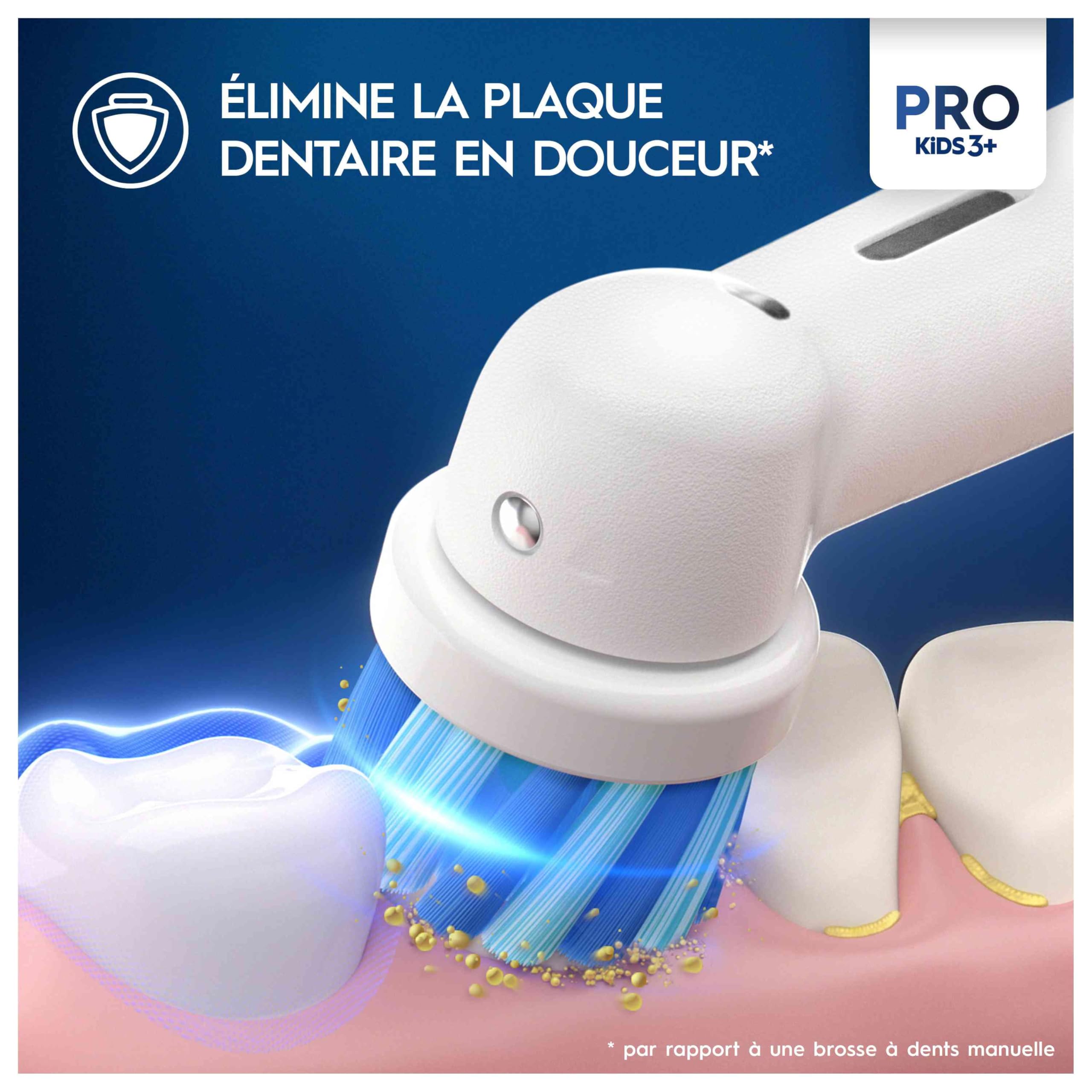 Round head design on Oral-B Pro Kids Spiderman keeps small mouths comfortable.