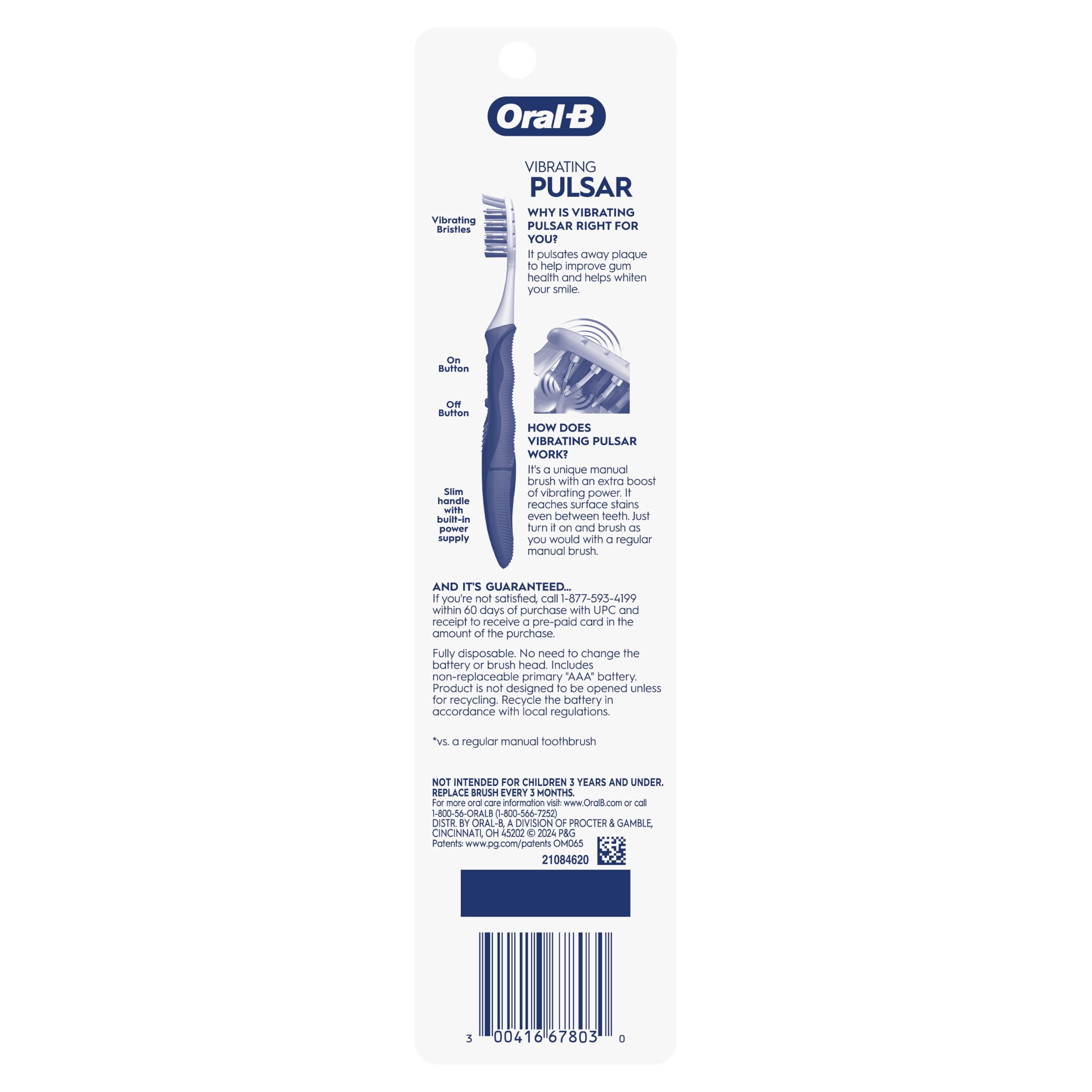 Oral-B Pulsar battery-powered mechanism powers gentle brushing