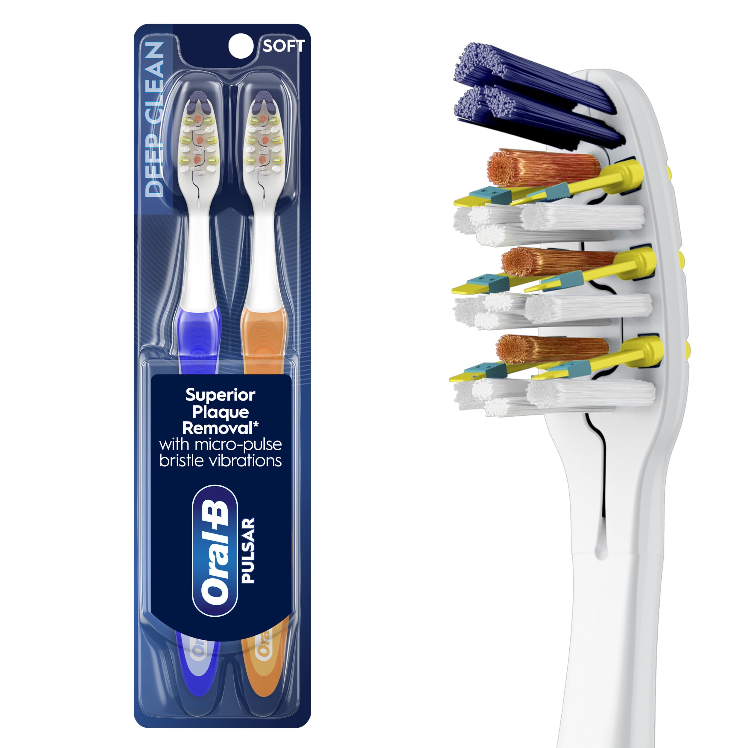 Oral-B Pulsar blue toothbrush pack of 2 ready for daily brushing