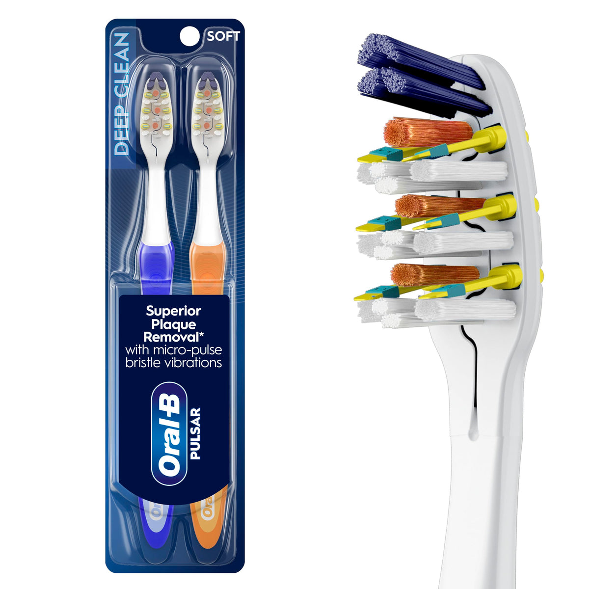 Oral-B Pulsar blue toothbrush pack of 2 ready for daily brushing