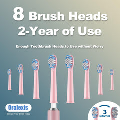 OraLexis eight Dupont brush heads bundled for long-term use