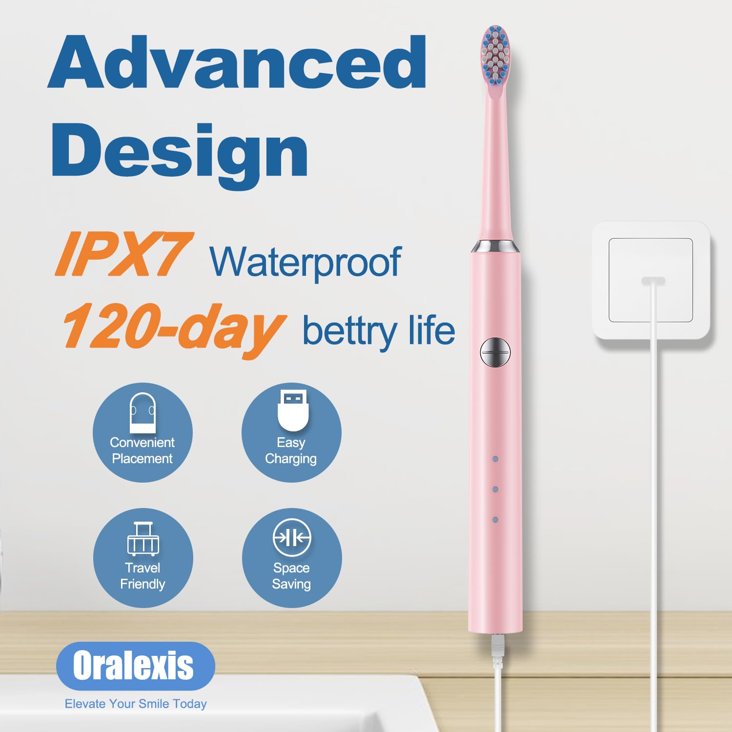 OraLexis travel case keeping toothbrush and heads organized while traveling