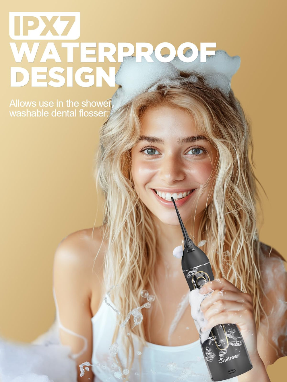 Oralfree IPX7 waterproof body for safe shower use