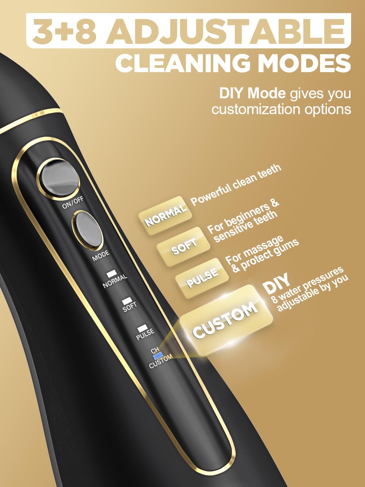 Oralfree rechargeable water flosser for cordless travel use