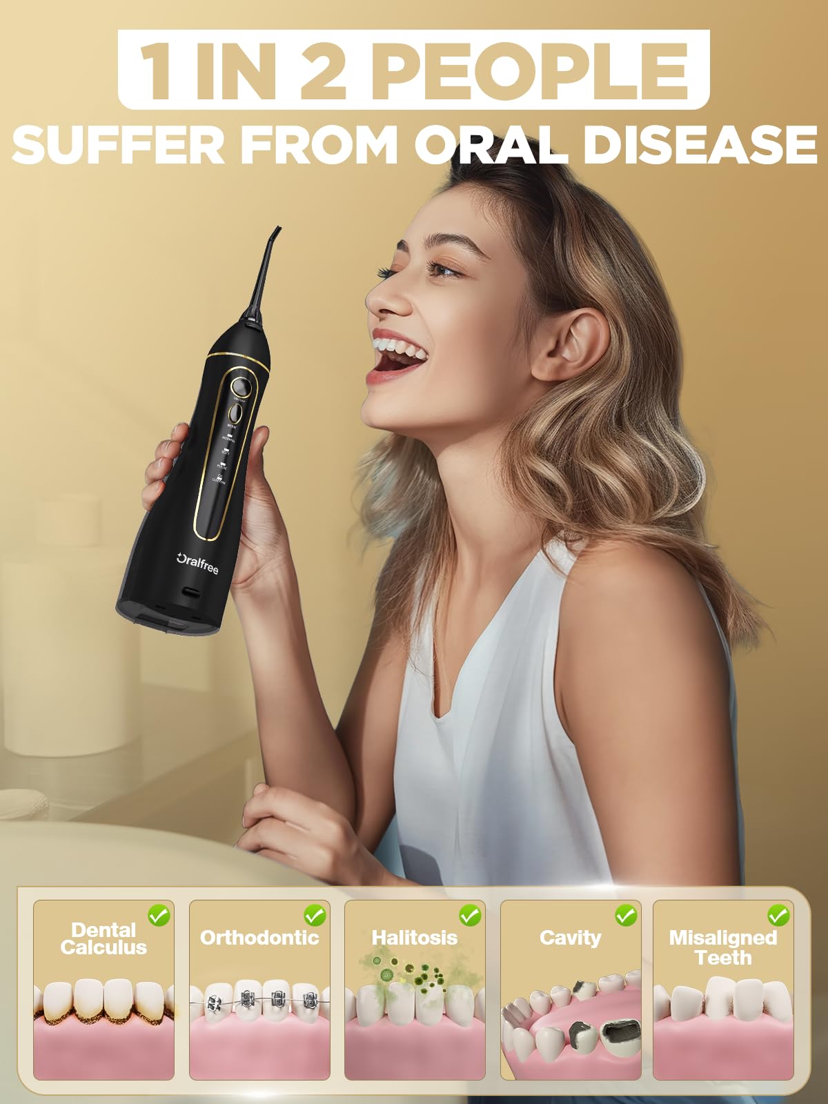 Oralfree USB charging cable included for quick power