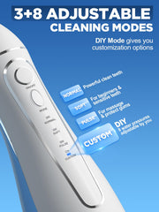 Oralfree flosser in orthodontic use, reaches braces and bridges effectively