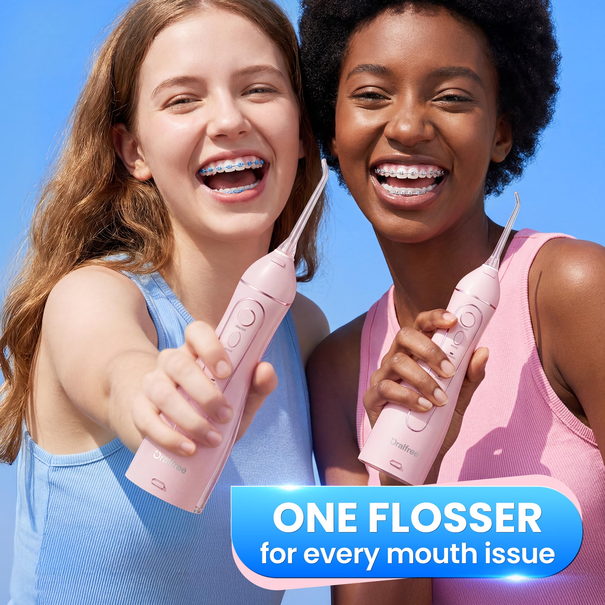 Oralfree Water Flosser 360-degree jet direction for versatile reach