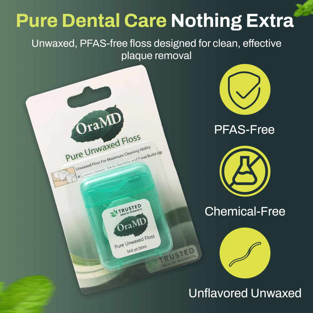 OraMD floss shred-resistant texture reaches tight spaces for cleaner between-teeth areas.