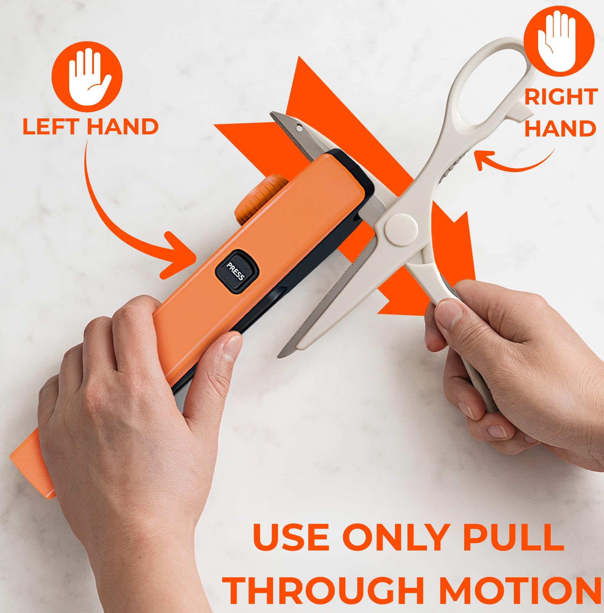 Durable Orange Ninja Sharpener built with industrial-strength tungsten components
