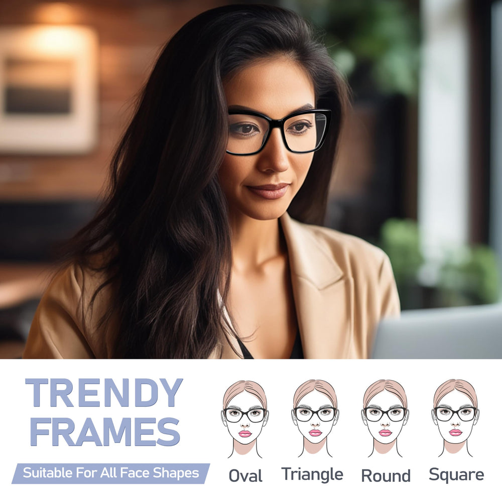 ORANZI Women's cat-eye glasses side view lightweight frame for all-day wear.