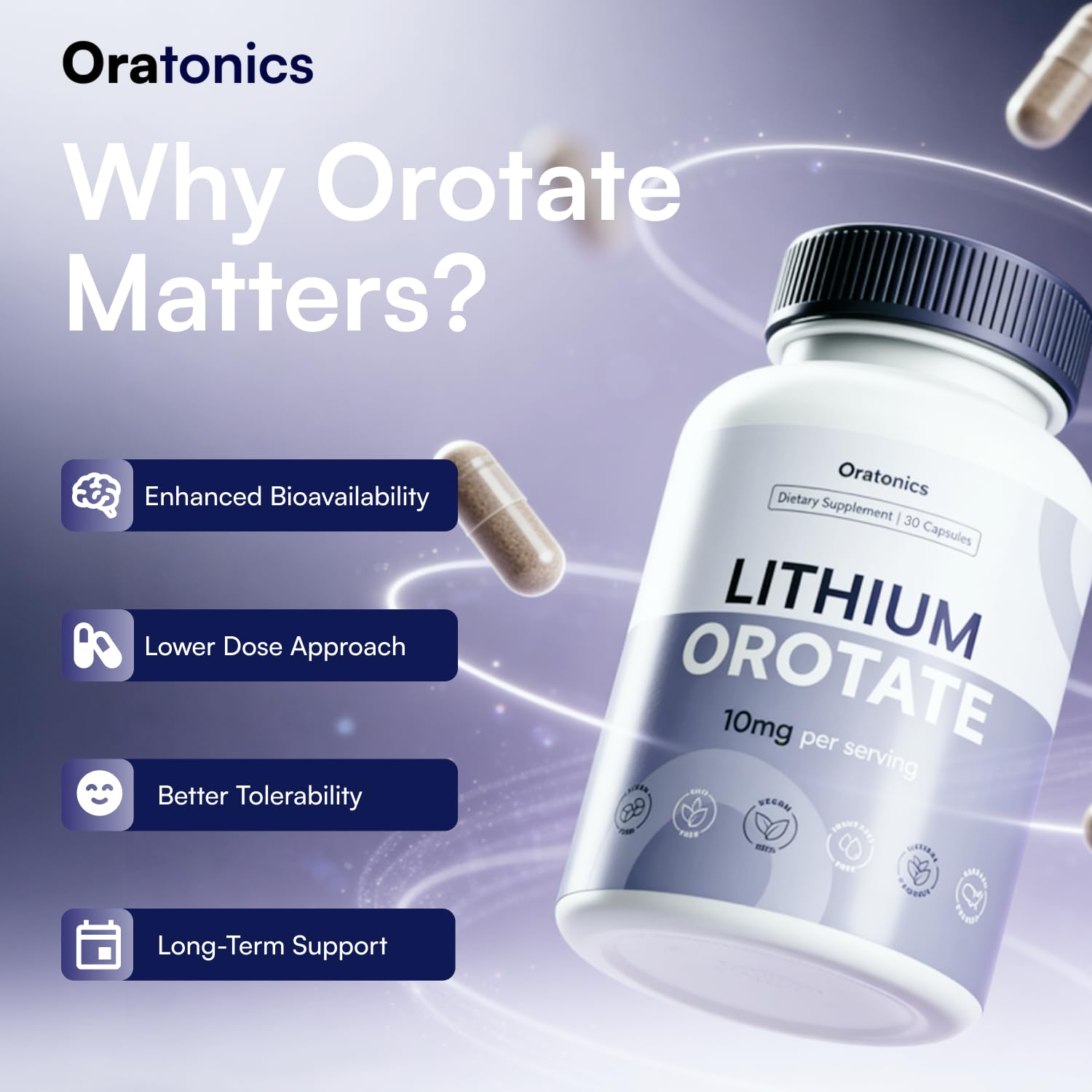 Oratonics GMP-certified facility seal emphasizes purity and quality.