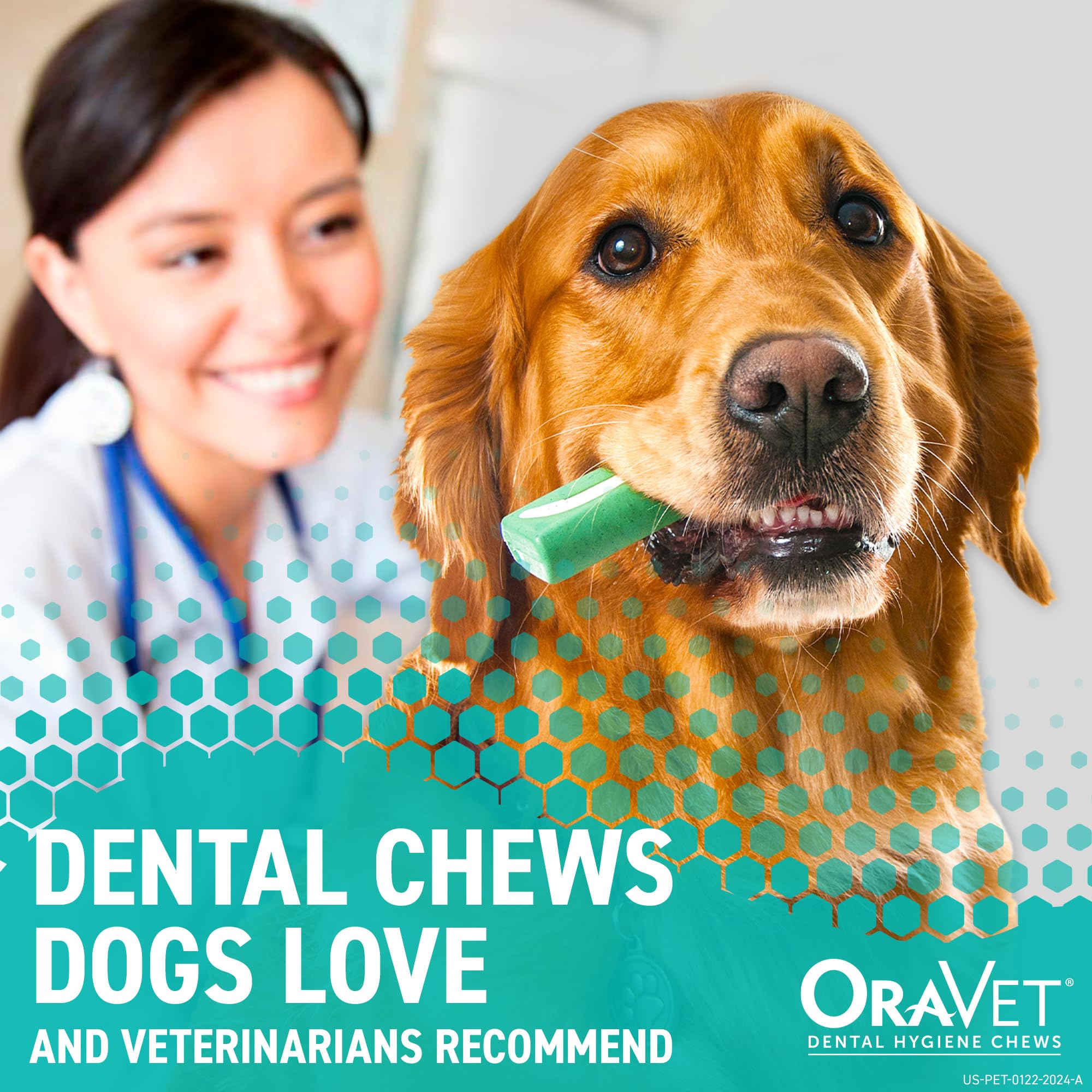 OraVet chew shown as daily treat for a small dog