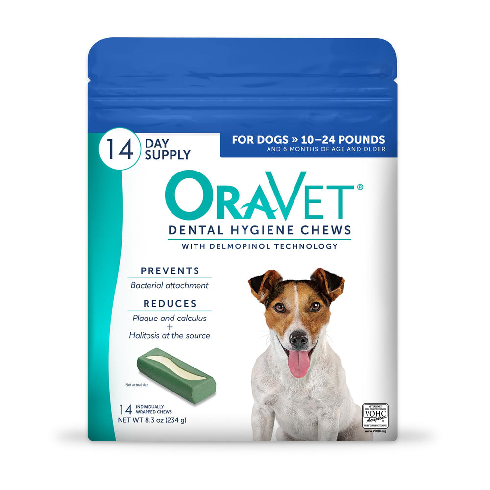 OraVet Dental Hygiene Chews packaged 14-count for small dogs’ daily oral care