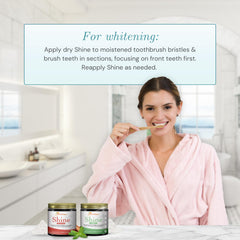 Moistened brush with Shine demonstrates simple whitening and stain removal in daily use