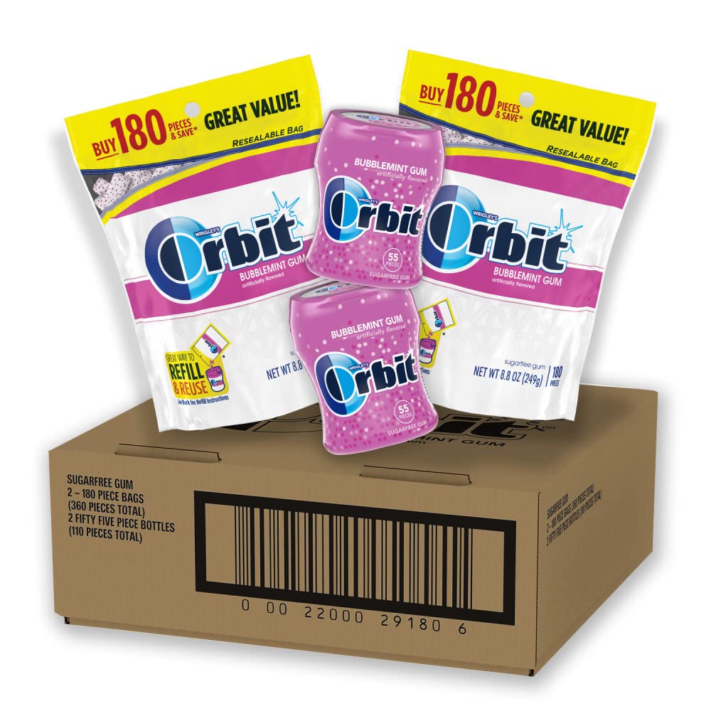 Orbit Bubblemint bulk pack front view for ongoing breath-freshening on the go.