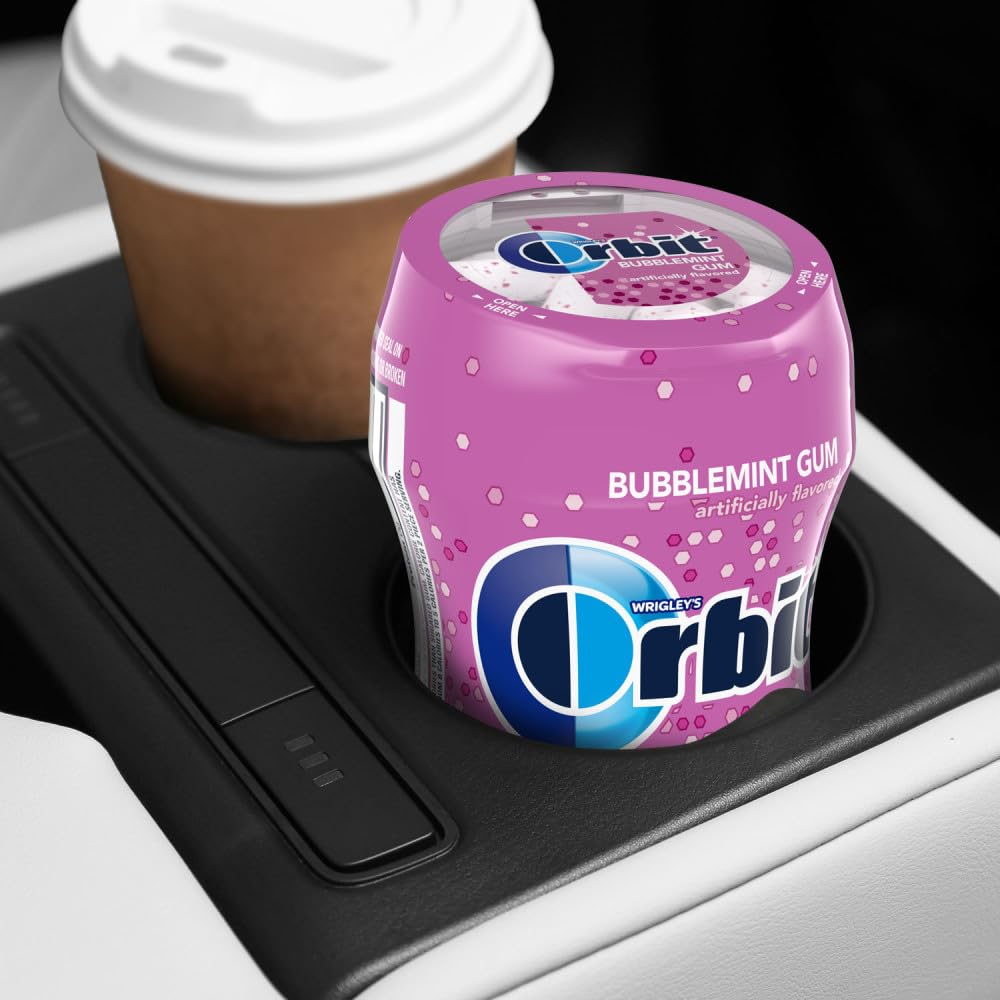 Orbit Bubblemint gum bottle display ideal for office desks and breakrooms.