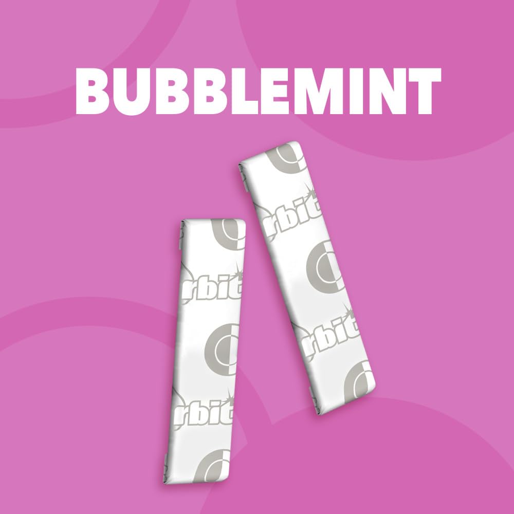 Orbit Bubblemint label close-up emphasizes flavor and sugar free claim