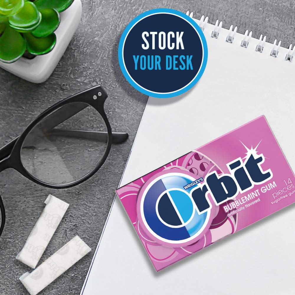 Orbit Bubblemint pocket-size freshness—great for desks and bags
