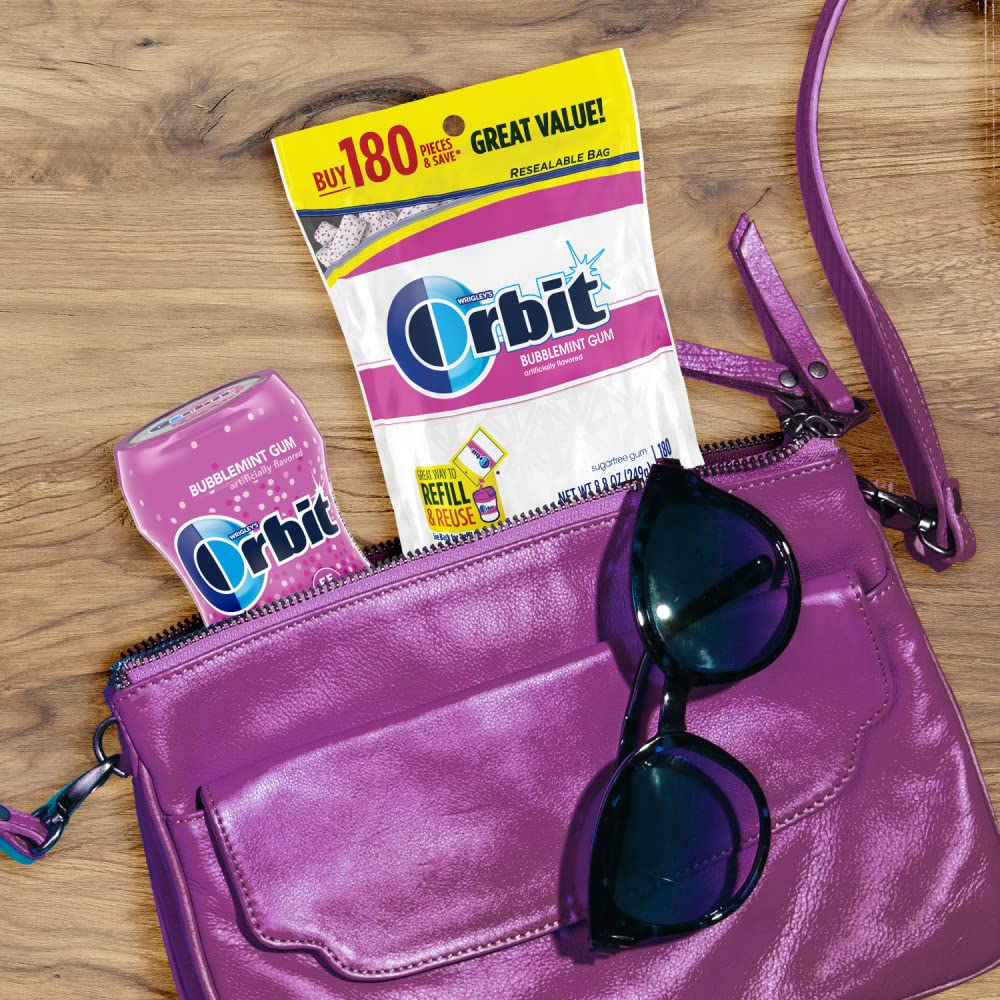 Orbit Bubblemint travel-pack ready for meetings and commutes.