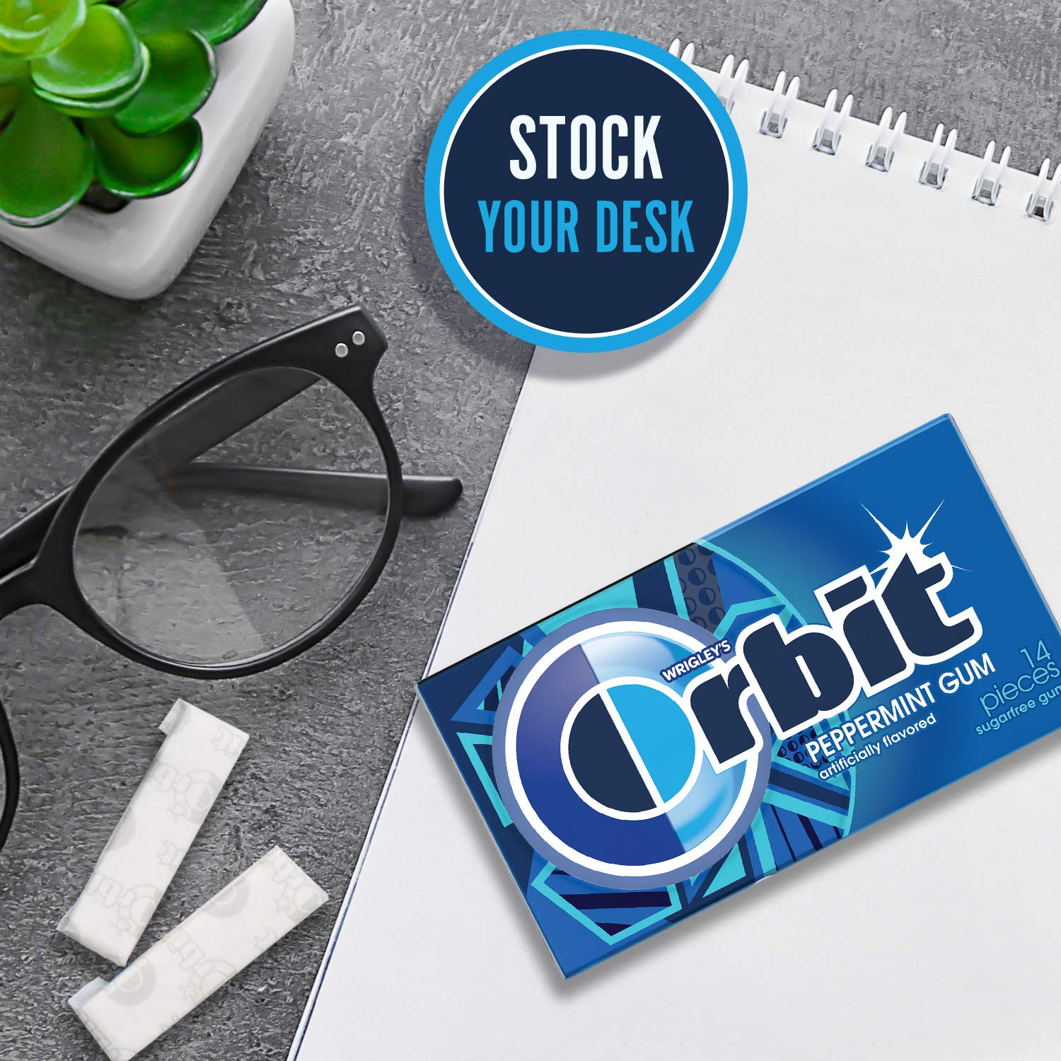 Orbit peppermint gum desk or pocket-friendly mint refreshment