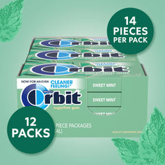 Orbit Sweet Mint individually wrapped gum for on-the-go freshness
