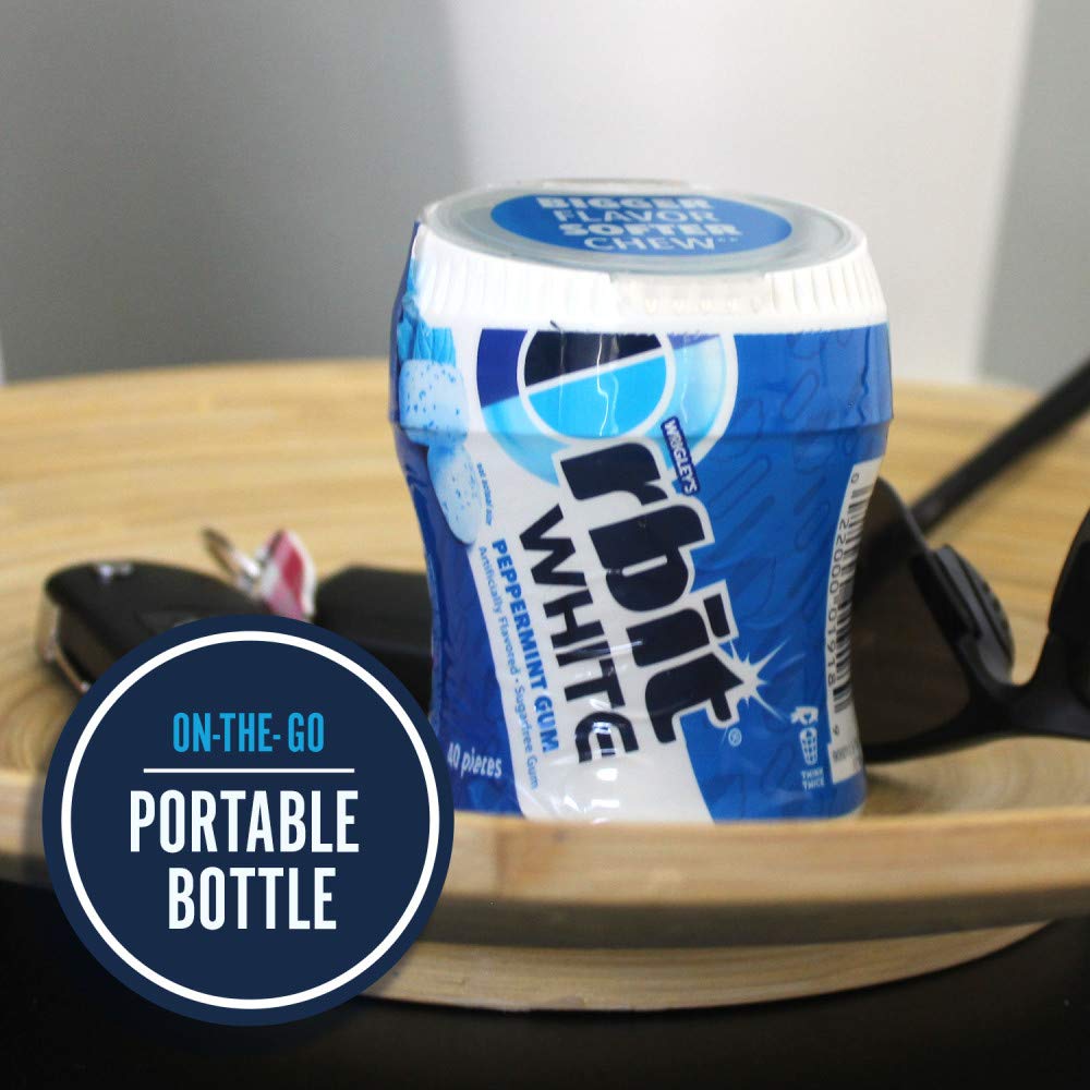 Orbit White Peppermint Sugarfree Gum on desk with minty aroma hint.