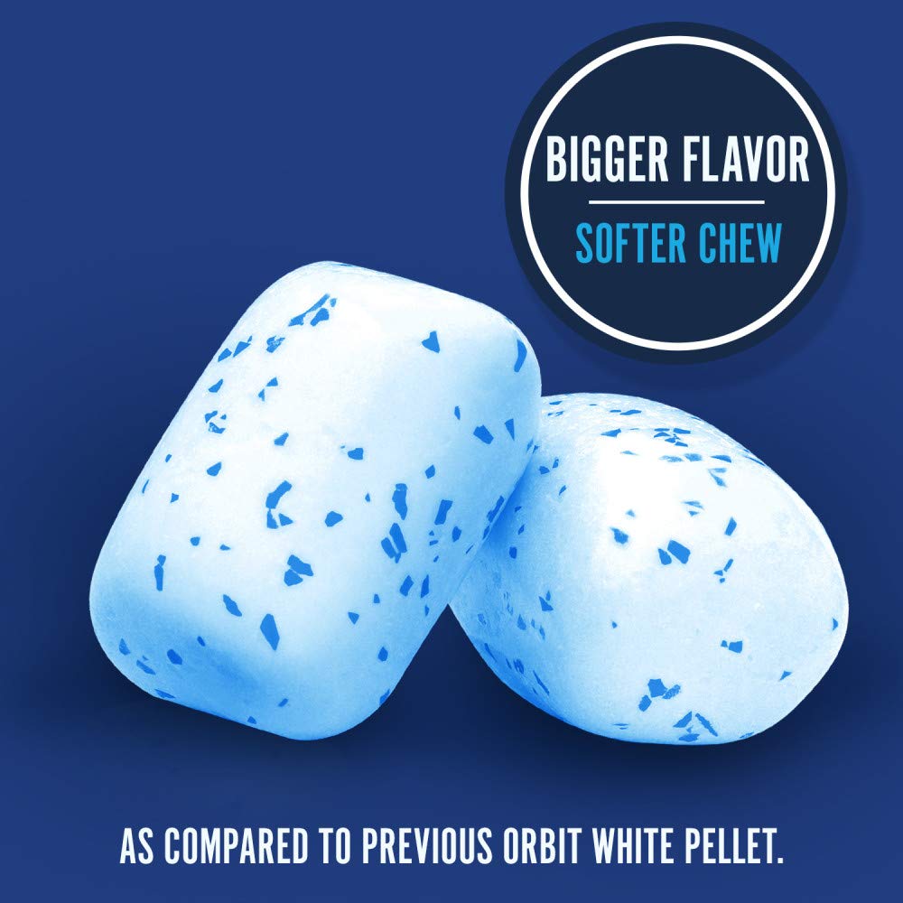 Orbit White Peppermint Sugarfree Gum bulk pack four bottles on display.