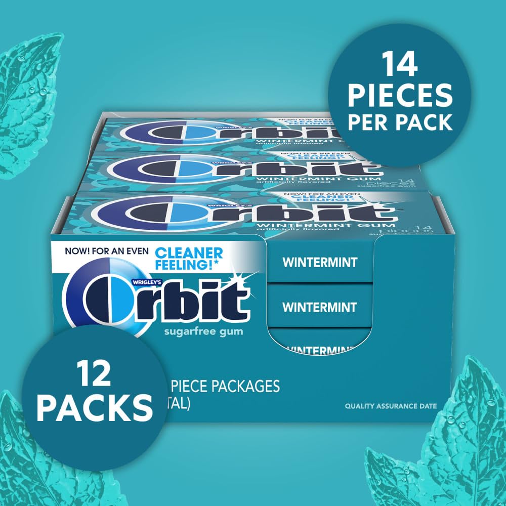 Pocket-sized Orbit Wintermint pack ready for quick freshness.