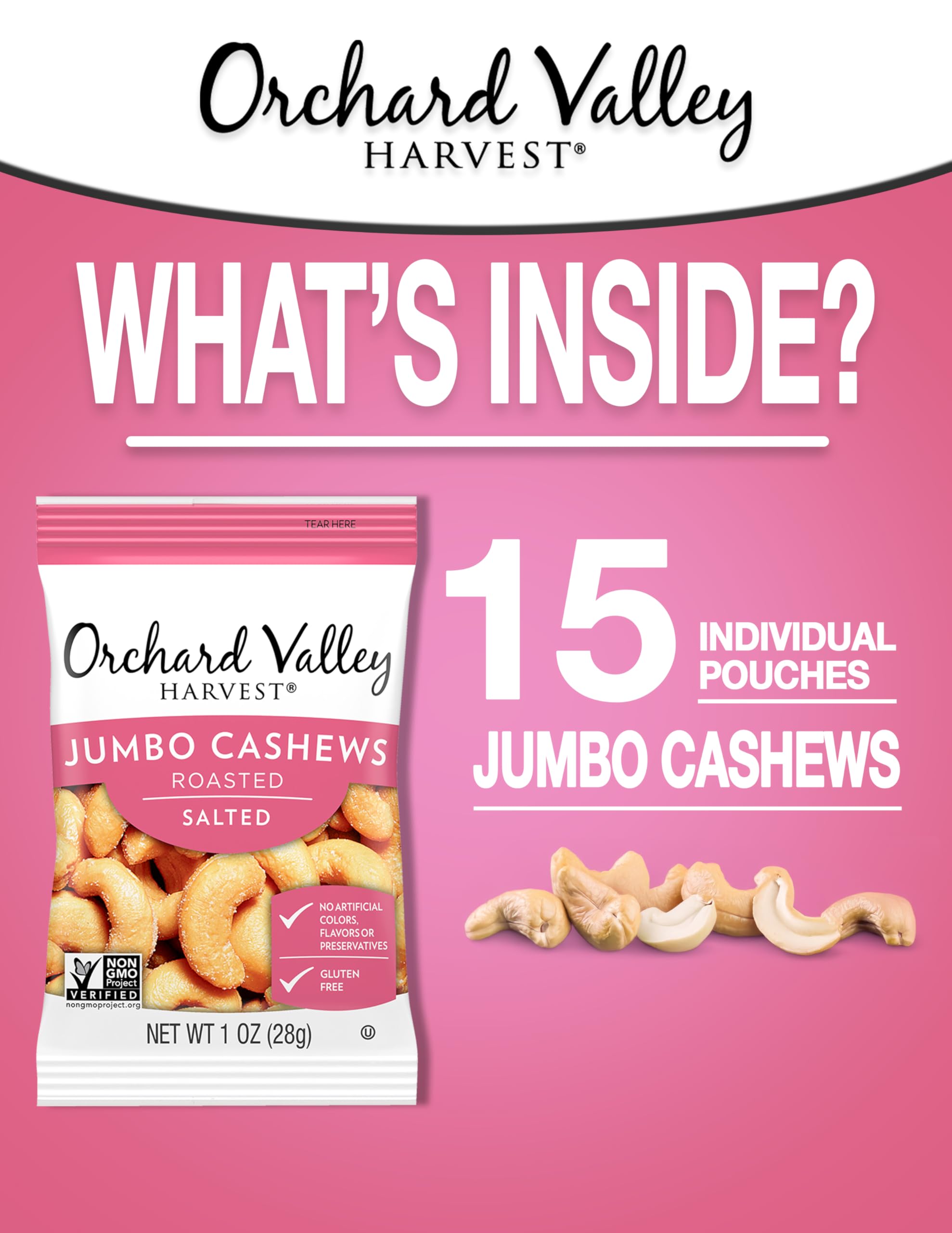 Orchard Valley Harvest 1oz snack bags, ideal for work breaks and lunches