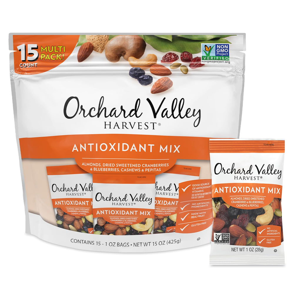 Orchard Valley Harvest Antioxidant Mix almonds, on-the-go protein-rich snack.