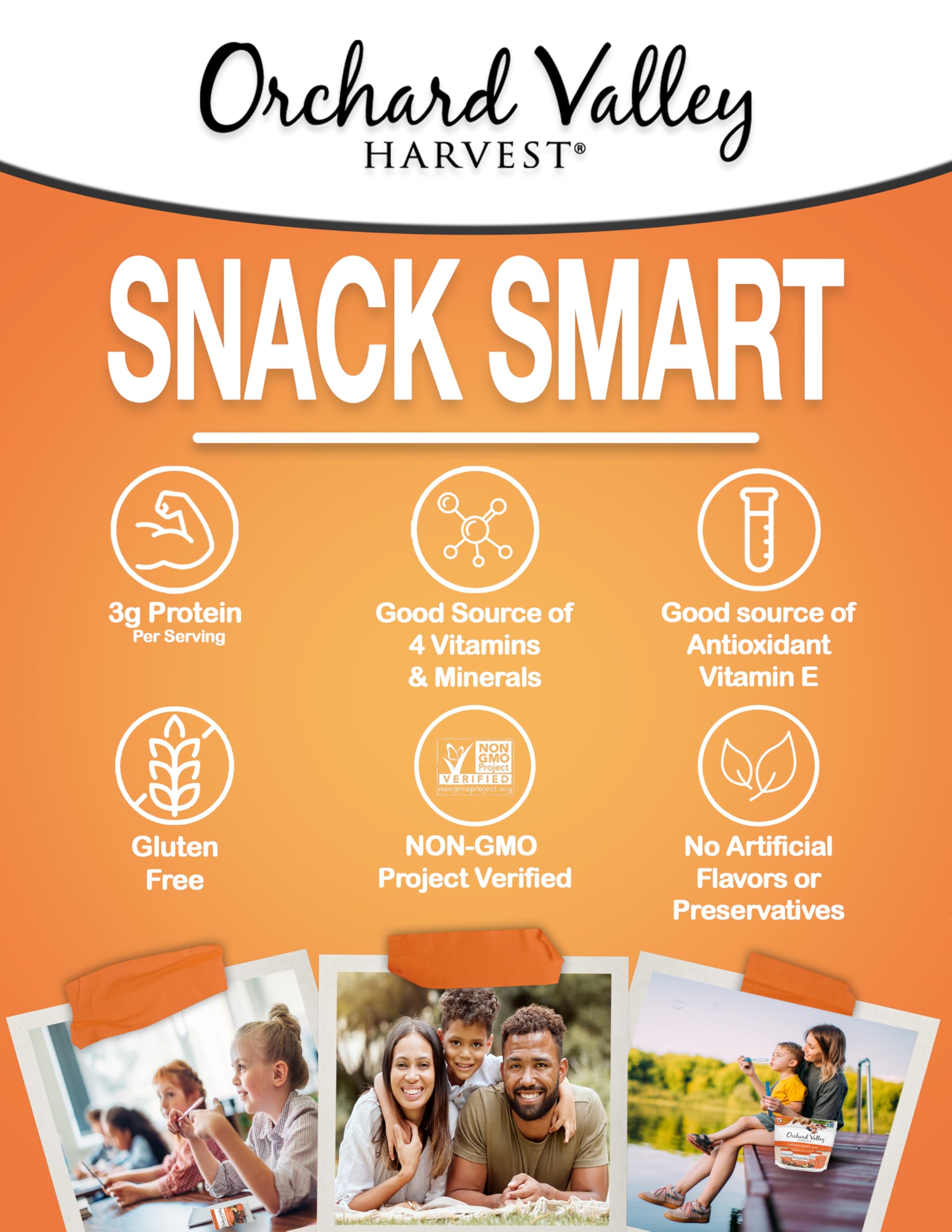 Orchard Valley Harvest Antioxidant Mix cashews, creamy texture for satisfying bites.