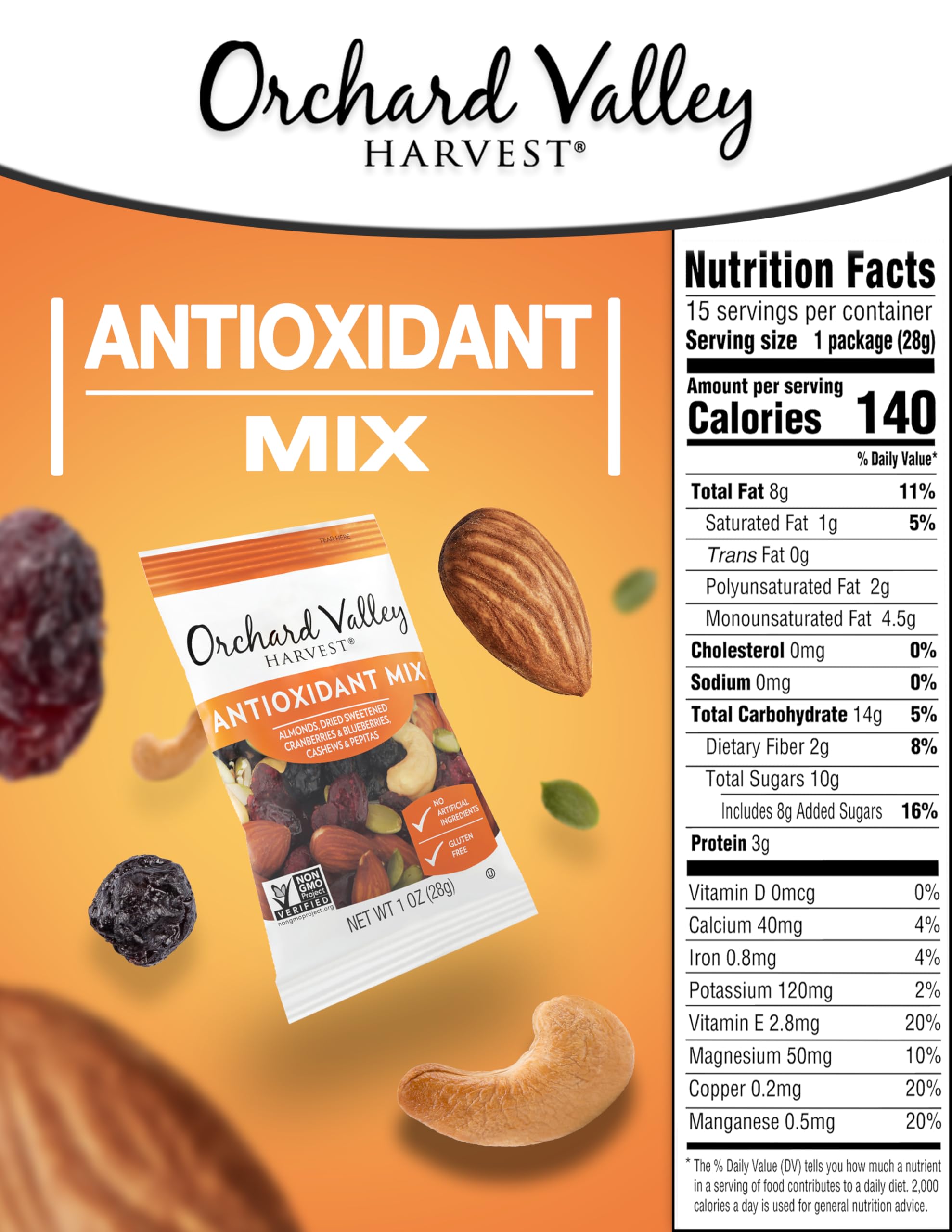 Orchard Valley Harvest Antioxidant Mix cranberries, sweet-tart flavor and convenience.