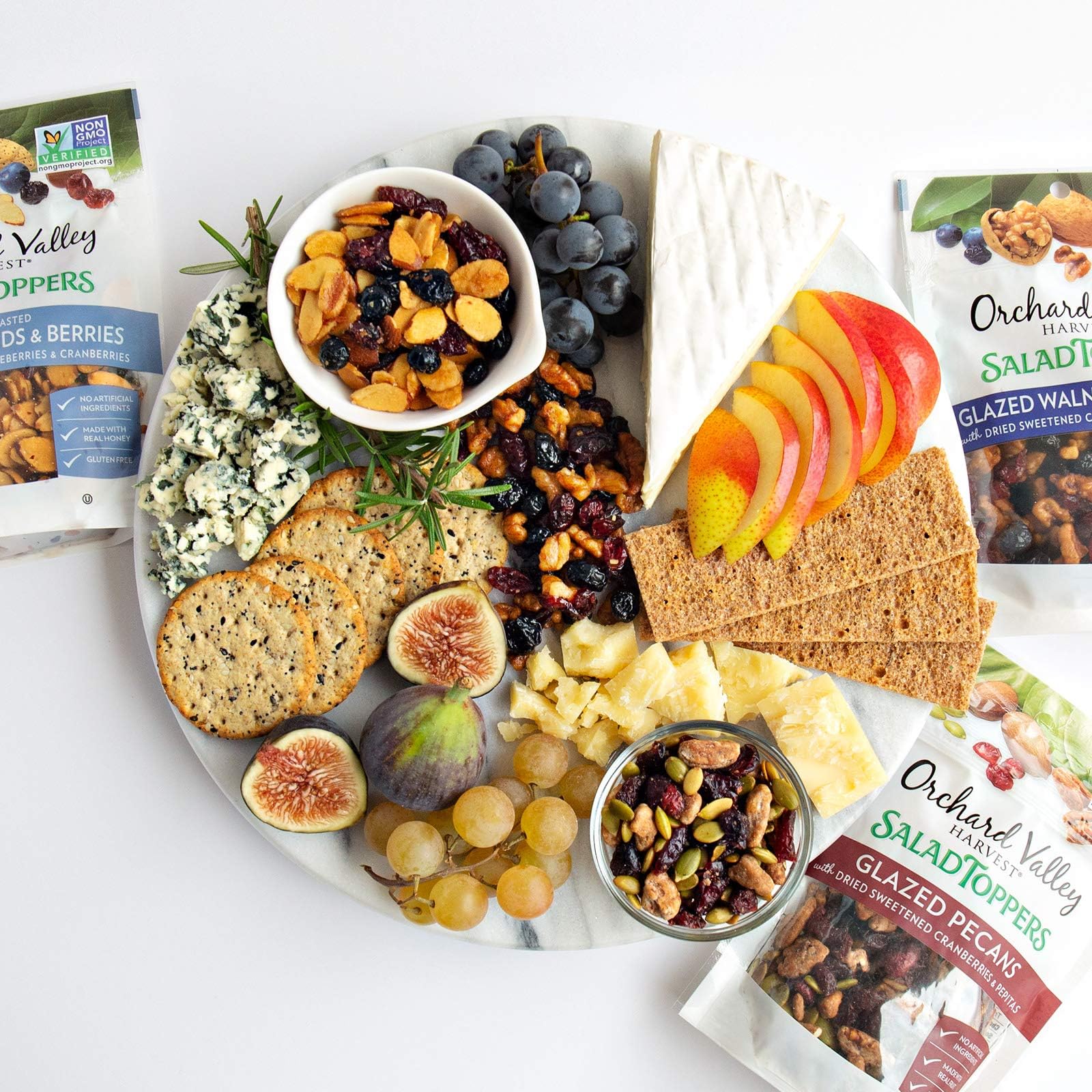 Orchard Valley Harvest oatmeal bowl with walnuts and berries topping for energizing mornings.