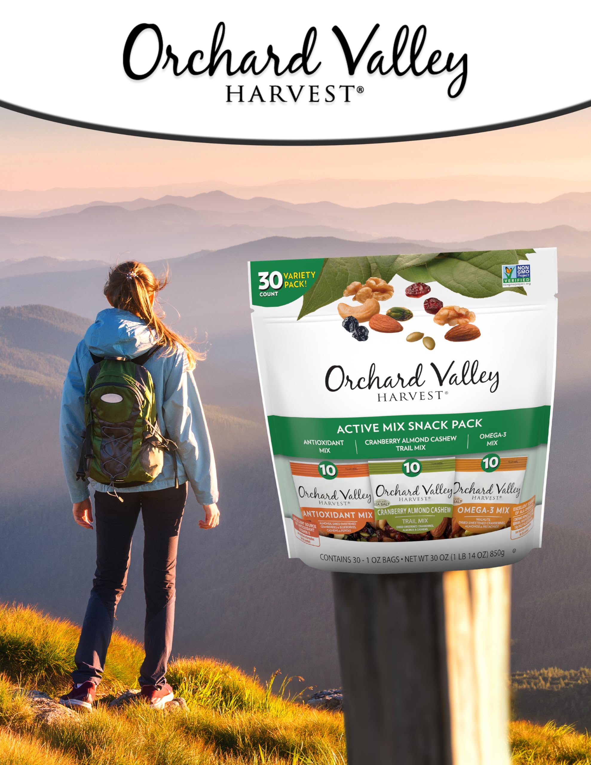 Orchard Valley Harvest family-friendly snack packs ideal for school lunches or road trips.
