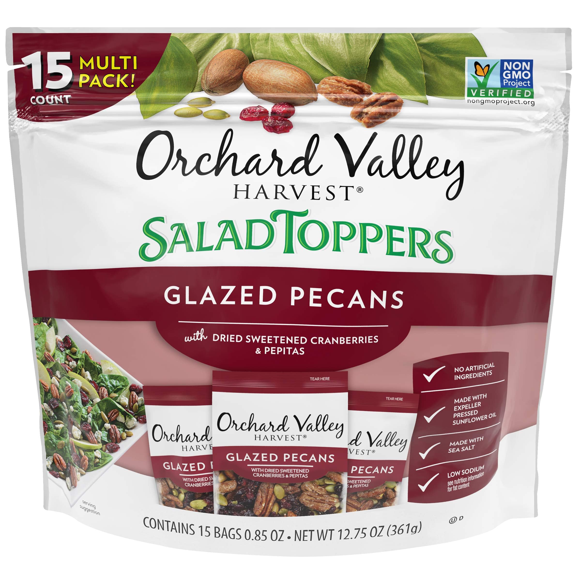 Orchard Valley Harvest glazed pecans salad toppers – crunchy salad topping, ready to use.