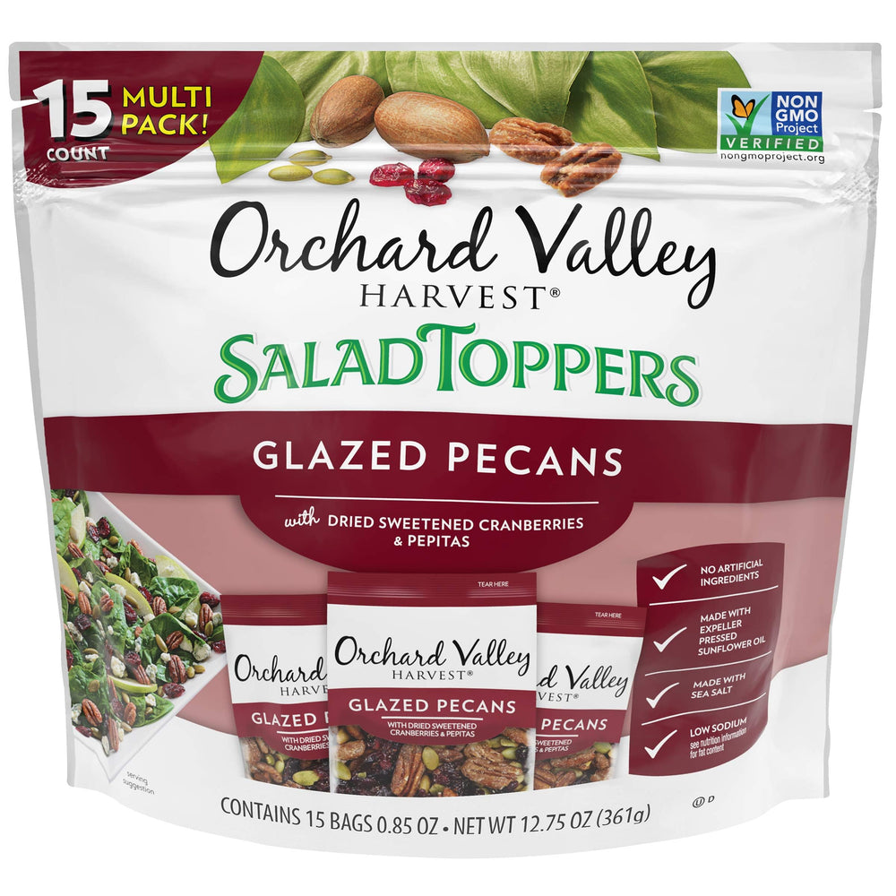 Orchard Valley Harvest glazed pecans salad toppers – crunchy salad topping, ready to use.