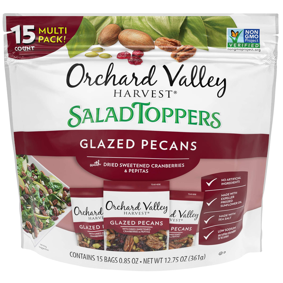 Orchard Valley Harvest glazed pecans salad toppers – crunchy salad topping, ready to use.