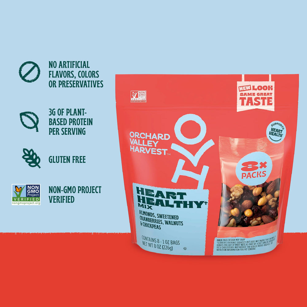 Eight-pack Heart Healthy Mix for convenient sharing or personal snacking.