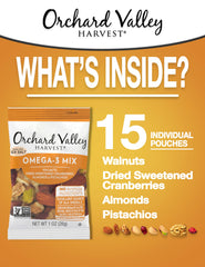 Orchard Valley Harvest Omega-3 Mix individual 1-ounce servings are perfect for travel and work.