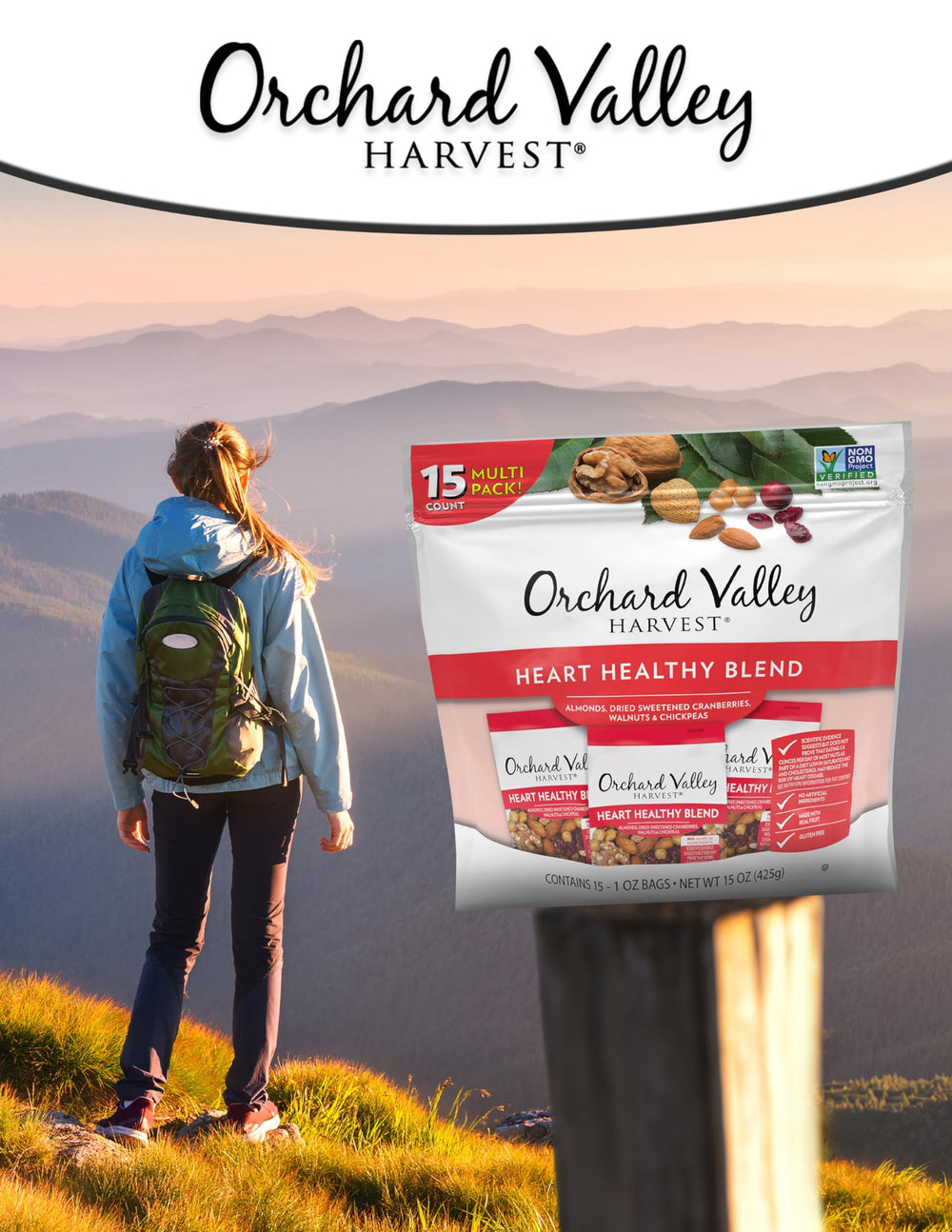 Orchard Valley Harvest on-the-go snack bag, ready to enjoy anywhere.