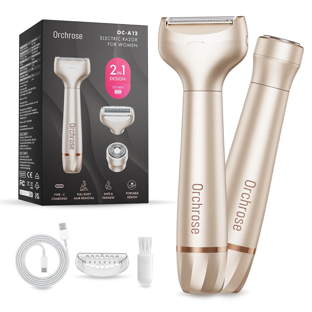 Orchrose 2-in-1 razor for multi-area use delivers smooth skin quickly.