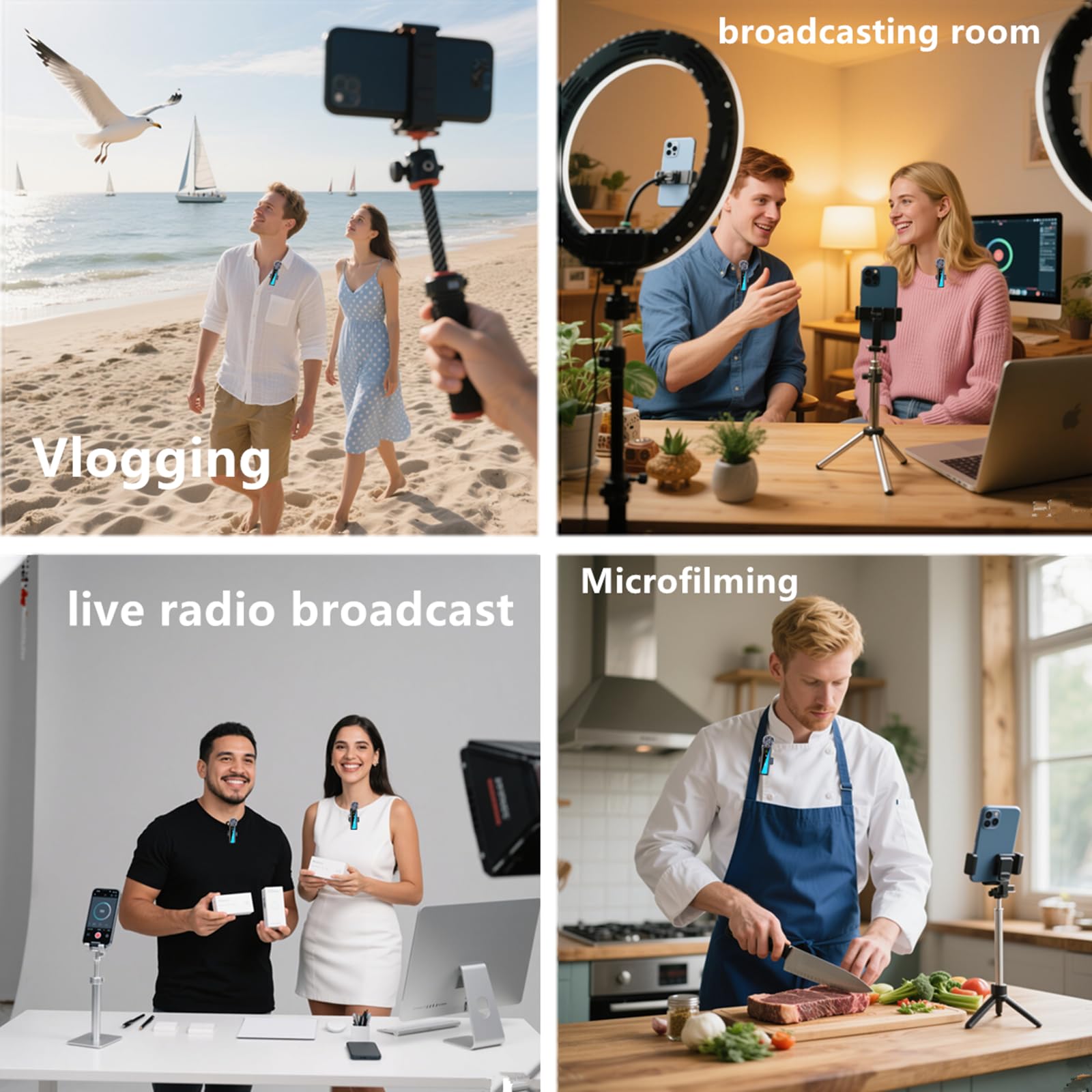 Ordele wireless lavalier microphone packaging contents including two mics and accessories.