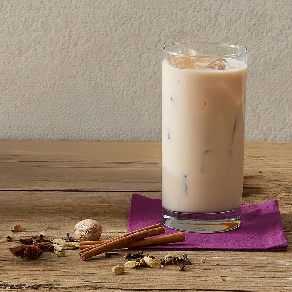 Oregon Chai bottle with honey for customizable sweetness in latte.
