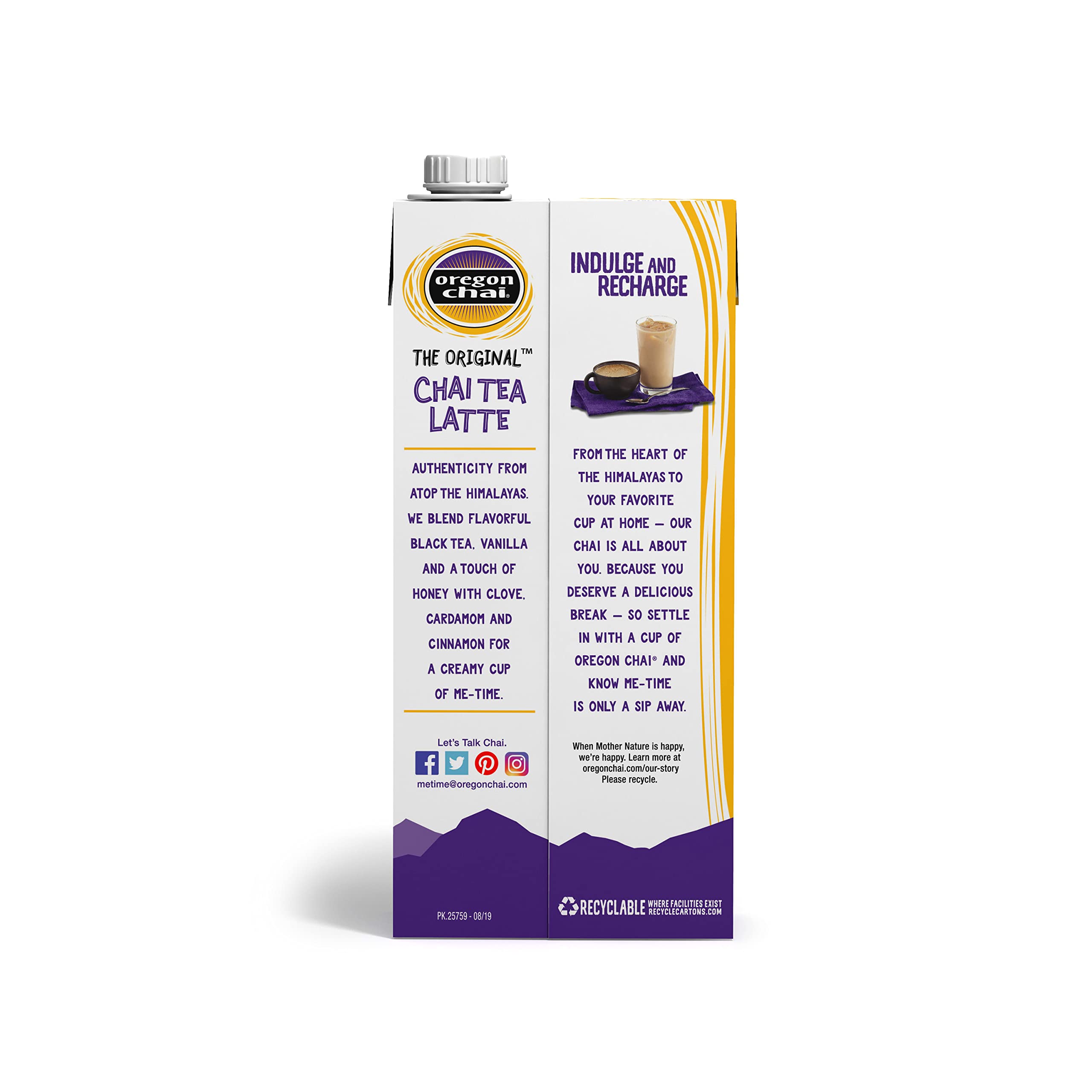 Oregon Chai Original Chai Concentrate 32-ounce bottle on shelf.