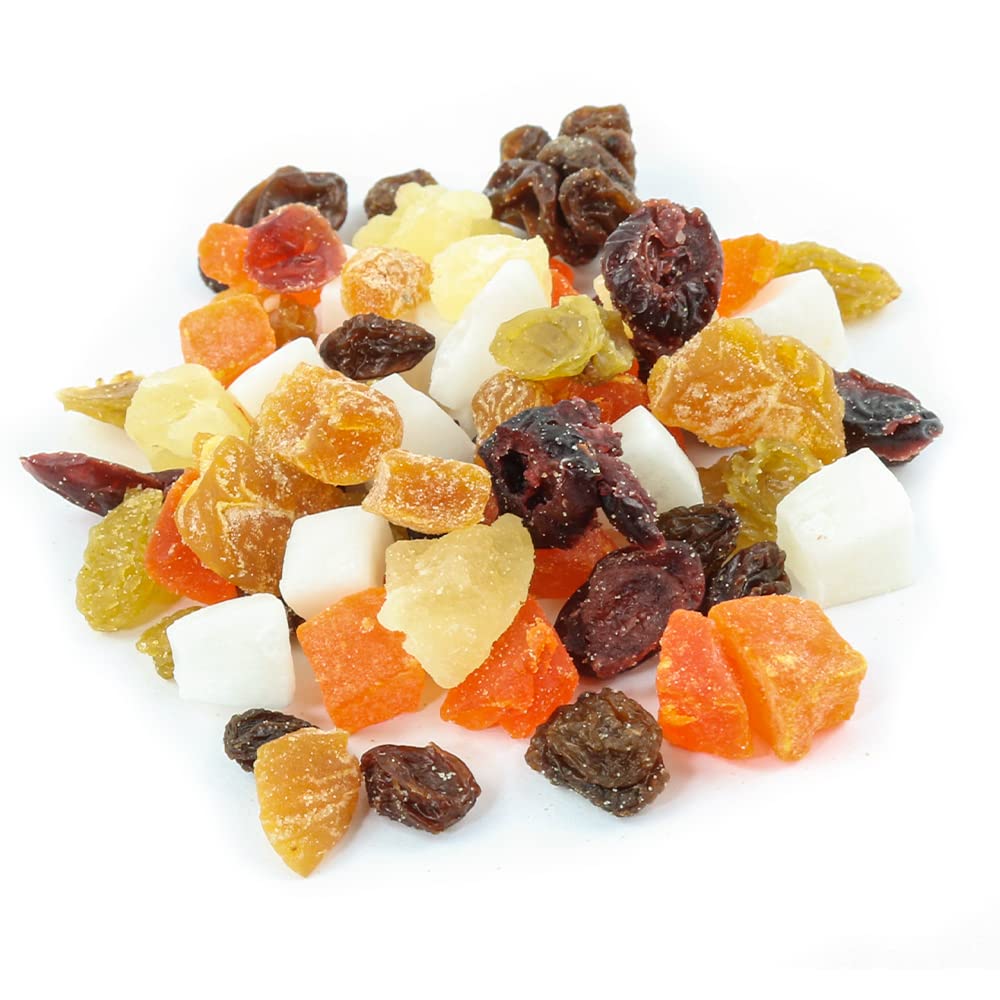 Oregon Farm Fresh Snacks dried fruit mix featuring cranberries, coconut, mango, and raisins for on-the-go flavor.
