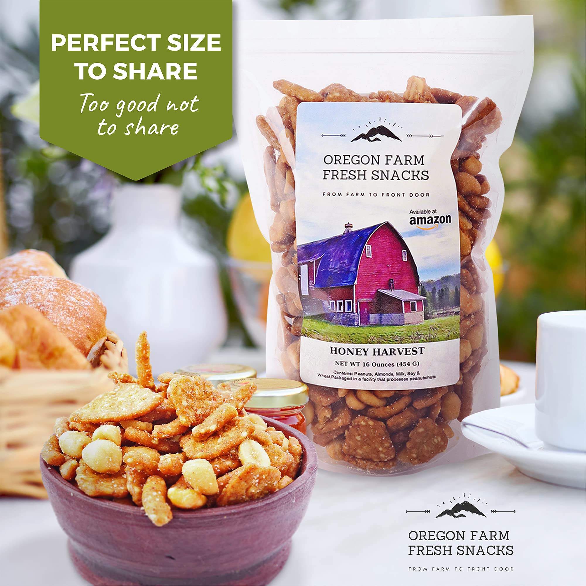OREGON FARM FRESH SNACKS Honey Crackers closeup shows crisp, snackable texture.