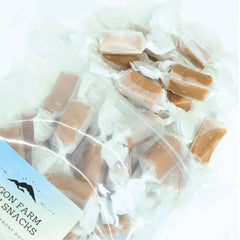 Oregon Farm Fresh Snacks Salted Caramel individually wrapped candies arranged for easy, on-the-go snacking.
